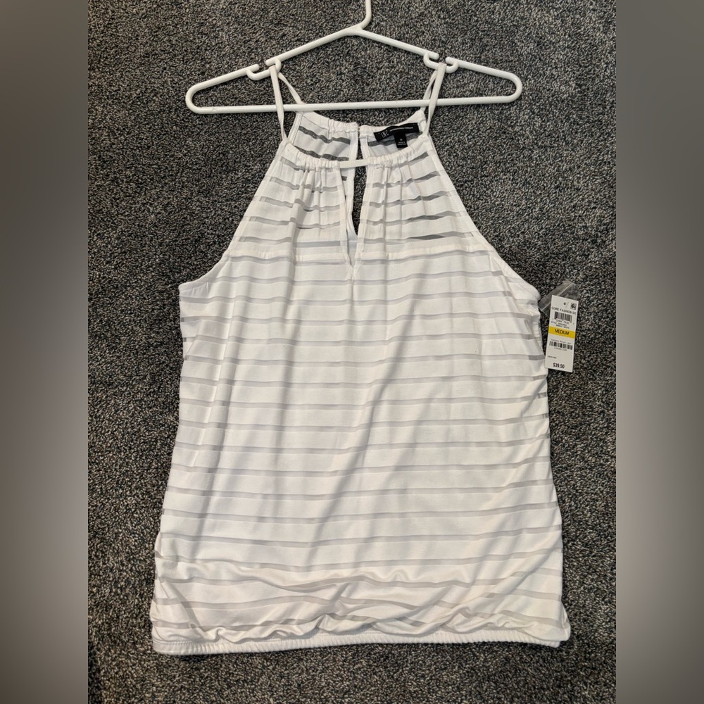 White Striped Halter Top